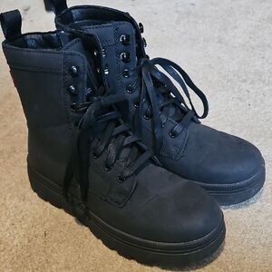 Black Lace-Up Combat Boots
